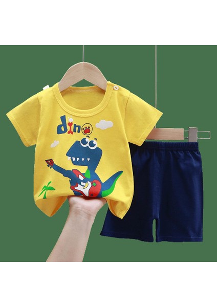 2 Adet Bebek Yaz Kıyafetleri Erkek Karikatür T-Shirt + Şort Takım Elbise (Yurt Dışından)