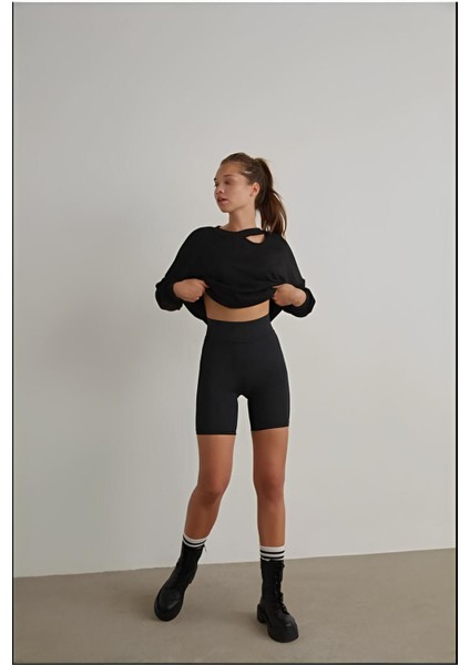 Toparlayıcı Kadın Şort Siyah Günlük Mini Deniz Şortu fırsatları