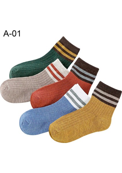 5 Pairs Çocuk Sonbahar Kış Orta Tüp Karikatür Erkek Kız Bebek Kat Çorap (Yurt Dışından)