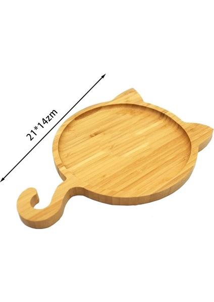 Karikatür Kedi Desenli Bambu Servis Tabağı, Çevre Dostu Çocuk Çocuk Yemek Tabağı, Meyve/pasta Tepsisi (Yurt Dışından)