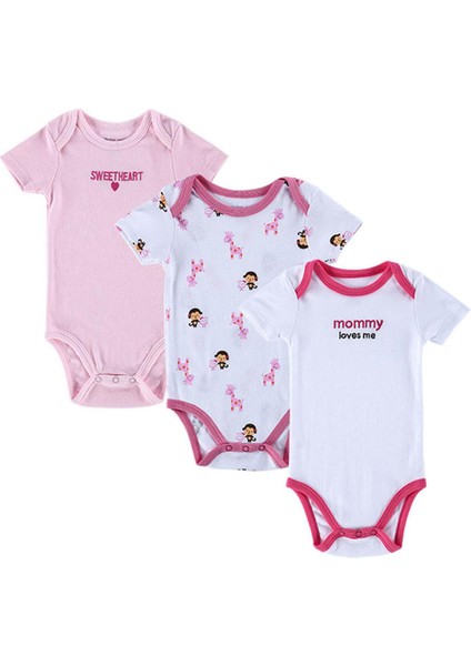 Yeni 3 Adet Yaz Pamuk Bebek Kız Kısa Kollu Giysiler Yeni Doğan Bebek Bodysuit (Yurt Dışından)