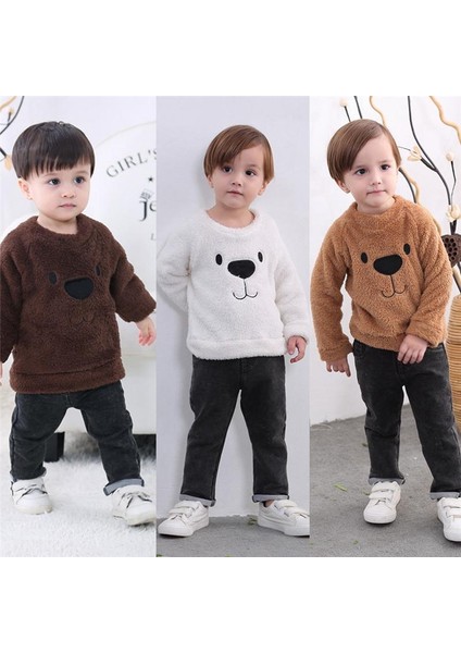 Sevimli Ayı Çocuklar Bebek Kız Erkek Üst Bluz Kazak Kalın Sıcak Giysiler Uzun Kollu Kaşmir Kapüşonlular (Yurt Dışından) fiyatları