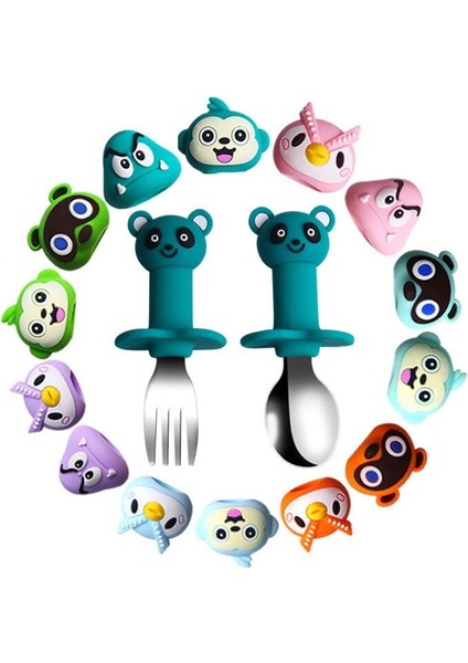 [eğlenceli Canlı] 2 Adet Bebek Aletleri Sofra Seti Çocuk Gereçler Paslanmaz Çelik Yürümeye Başlayan Çocuk Yemek Takımı Çatal Bıçak Takımı Karikatür Bebek Besleme Kaşık Çatal (Yurt Dışından) fiyatları
