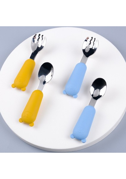 [eğlenceli Canlı] 2 Adet Bebek Aletleri Sofra Seti Çocuk Gereçler Paslanmaz Çelik Yürümeye Başlayan Çocuk Yemek Takımı Çatal Bıçak Takımı Karikatür Bebek Besleme Kaşık Çatal (Yurt Dışından) fırsatları