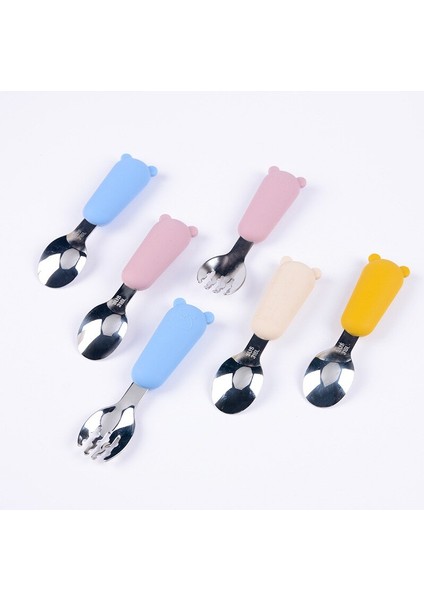 [eğlenceli Canlı] 2 Adet Bebek Aletleri Sofra Seti Çocuk Gereçler Paslanmaz Çelik Yürümeye Başlayan Çocuk Yemek Takımı Çatal Bıçak Takımı Karikatür Bebek Besleme Kaşık Çatal (Yurt Dışından) indirimleri