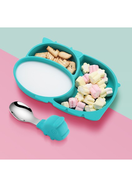 【happier】 Bebek Silikon Yemek Tabağı Çocuk Sofra Bebek Kase Yeme Eğitim Çatalı ve Kaşık Seti (Yurt Dışından) fırsatları