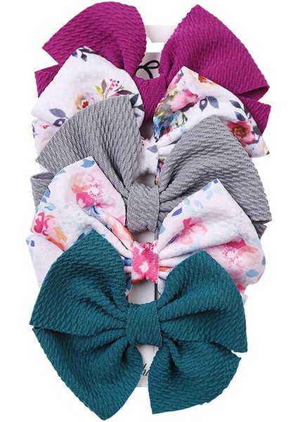 5 Adet/takım Bebek Saç Klipleri Büyük Yaylar Çocuklar Kız Tokalar Çiçek Leopar Baskılı Çocuk Tokalarım Bebek Kız Saç Aksesuarları (Yurt Dışından)