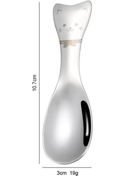 [eğlencelı Canlı] 1 Adet Bebek Sofra Sevimli Karikatür Kedi Kaşık Paslanmaz Çelik Çatal Bebek Uygulama Yemek Çatalı Kaşık Besleme Aracı (Yurt Dışından)