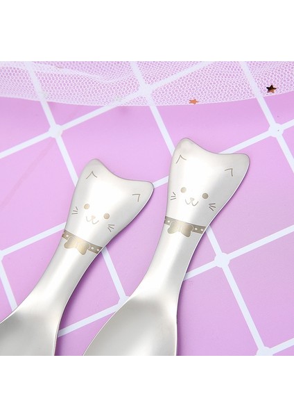 [eğlencelı Canlı] 1 Adet Bebek Sofra Sevimli Karikatür Kedi Kaşık Paslanmaz Çelik Çatal Bebek Uygulama Yemek Çatalı Kaşık Besleme Aracı (Yurt Dışından) fiyatları