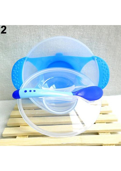 1 Takım Bebek Emme Kasesi Sıcaklık Rengi Değişen Kaşık Besleme Sofra Takımı (Yurt Dışından)