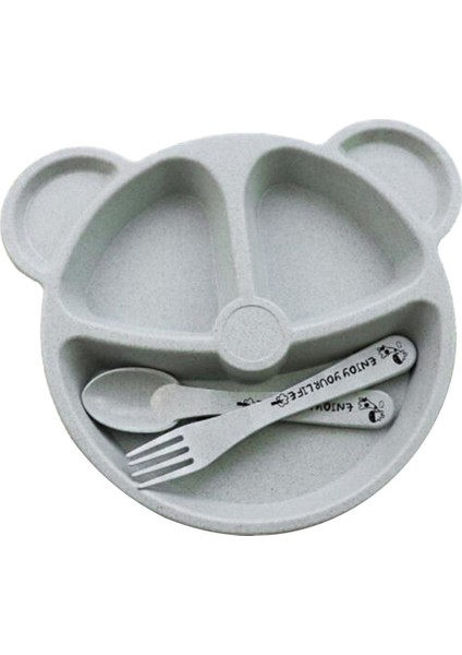 Çocuk Yemek Takımı Buğday Samanı Sofra Bebek Yemek Tepsisi Kahvaltı Tepsisi Mavi (Yurt Dışından)