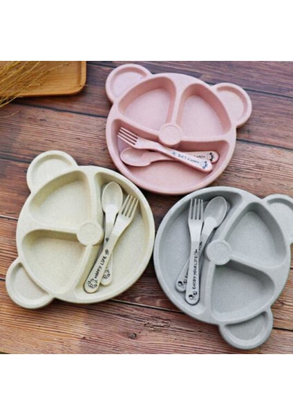 Çocuk Yemek Takımı Buğday Samanı Sofra Bebek Yemek Tepsisi Kahvaltı Tepsisi Mavi (Yurt Dışından) fırsatları