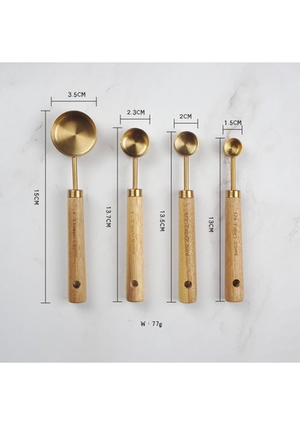 Paslanmaz Çelik Ölçme Bardakları Kaşık Seti Ahşap Saplı Ölçme Kaşığı (Yurt Dışından) fiyatları