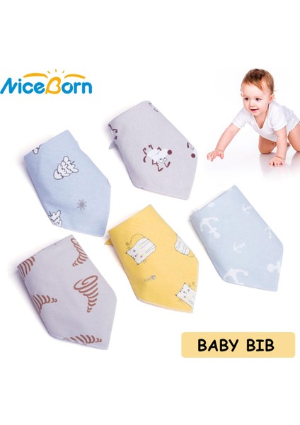 Niceborn 5 Adet Bebek Önlükler Bebek Üçgen Tükürük Havlusu Yumuşak ve Emici Karikatür Saçma Önlükler % 100% Organik Pamuk Çift Snap ile Erkekler ve Kızlar Için (Yurt Dışından)