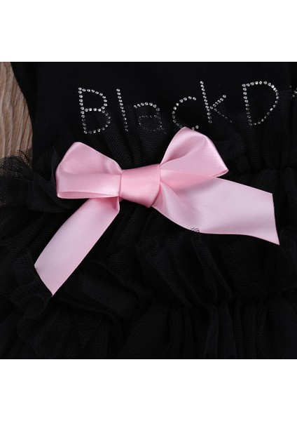 Tulum Kız Elbise Benim Küçük Siyah Elbise Yay Dantel Kısa Kollu Sevimli Pamuk Tulum Kıyafetler Kız Giyim (Yurt Dışından) fiyatları