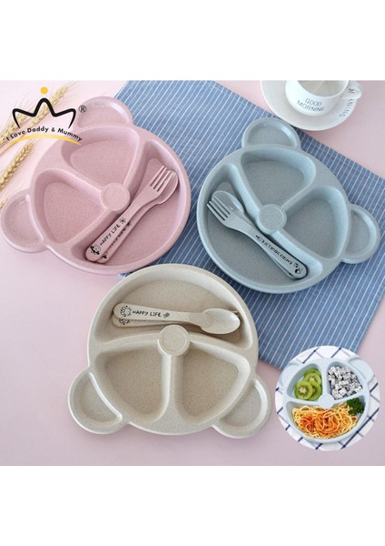 3 Adet/takım Bebek Kasesi Kaşık Çatal Besleme Gıda Sofra Karikatür Ayı Çocuk Yemekleri Yemek Yemek Takımı Anti-Sıcak Eğitim Yemek Tabağı (Yurt Dışından)
