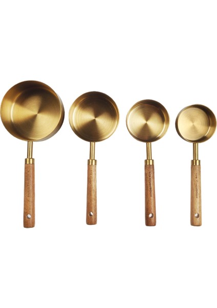 4 Parça Paslanmaz Çelik Ölçme Kabı Kaşık Seti Ahşap Saplı Ölçme Kabı (Yurt Dışından) fırsatları