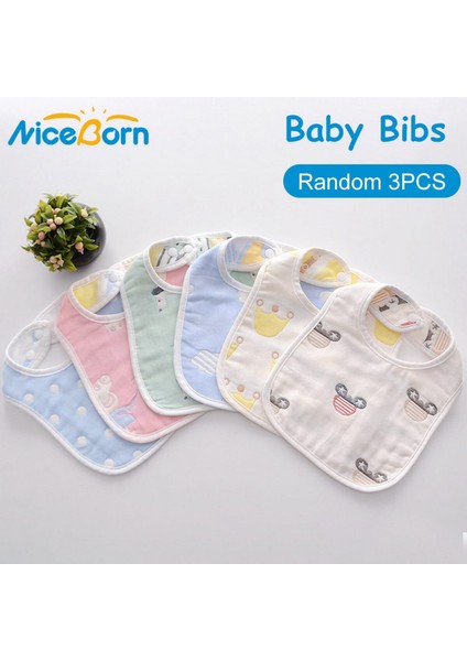 Niceborn 5 Parça Önlükler % 100% Pamuk Yumuşak Nefes Alabilen Geğirme Bezleri Tükürük Havluları Emici Karikatür Drool Önlükler 6 Katmanlı Çift Snap ile Erkekler ve Kızlar Için (Yurt Dışından)