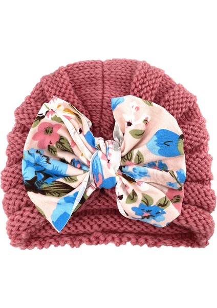 Düz Renk Bebek Şapka Tatlı Baskı Ilmek Türban Şapka Elastik Yumuşak Örme Çocuklar Kaput Sonbahar Kış Çocuk Kapakları (Yurt Dışından)