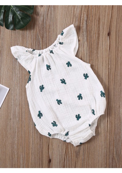 Kız Bebek Yaz Sevimli Tek Kollu Uçan Kol Kaktüs Turp Kiraz Desenli Tulum (Yurt Dışından) fiyatları