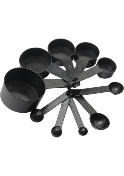 Kahve Çay Pişirme Için 10 Adet Siyah Plastik Ölçüm Kaşıkları Bardak Seti Araçları (Yurt Dışından)