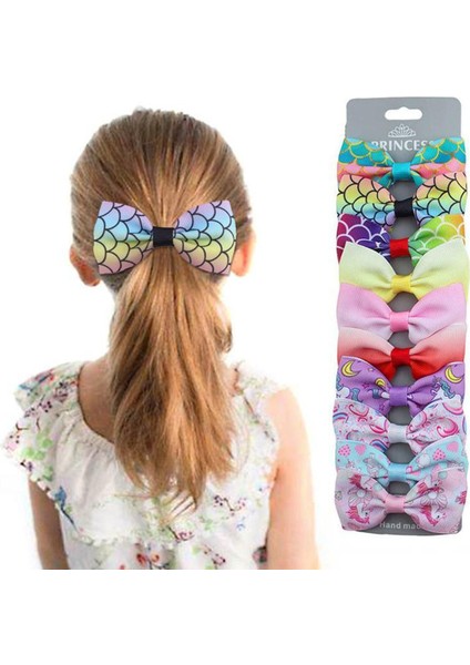 Sys 10 Adet/takım Bebek Tokaları Gökkuşağı Ünikorn Headdress Degrade Yay Saç Tokaları (Yurt Dışından)