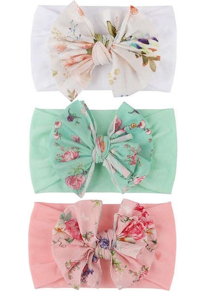 3 Adet Bebek Kız Kafa Bandı Yumuşak Elastik Yaylar Bantlar Hairband Kızlar Için Çiçek Baskılı Yenidoğan Çocuk Türban Bebek Saç Aksesuarları (Yurt Dışından)