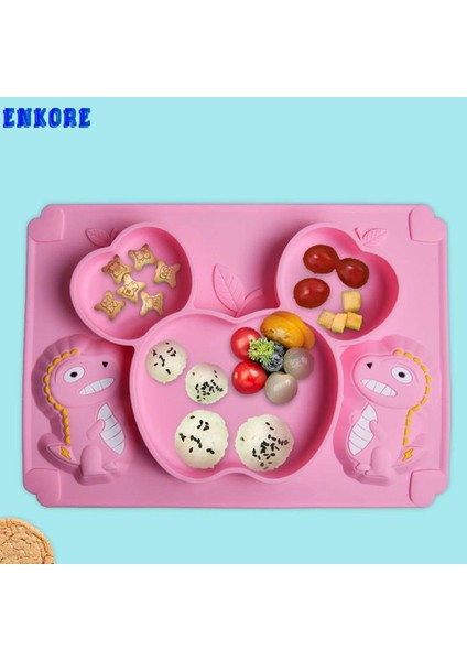 Bebek Yemeği Plaka Seti Bebek Besleme Plakası Eğitim Kase Kaşık Dinozor Karikatür Kaymaz Yemek Tabağı Sıcak Satış (Yurt Dışından)