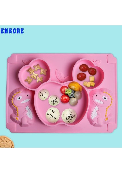 Bebek Yemeği Plaka Seti Bebek Besleme Plakası Eğitim Kase Kaşık Dinozor Karikatür Kaymaz Yemek Tabağı Sıcak Satış (Yurt Dışından) fiyatları