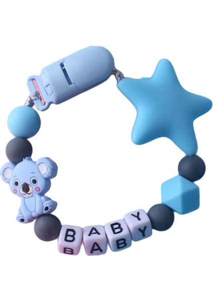 Koala Yıldız Boncuk Silikon Diş Kaşıyıcı Bilezik Diş Çıkarma Emzik Emzik Klip Zinciri (Yurt Dışından)