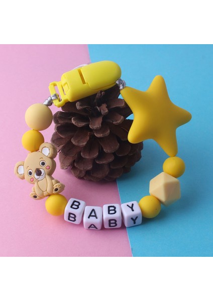 Koala Yıldız Boncuk Silikon Diş Kaşıyıcı Bilezik Diş Çıkarma Emzik Emzik Klip Zinciri (Yurt Dışından) fırsatları