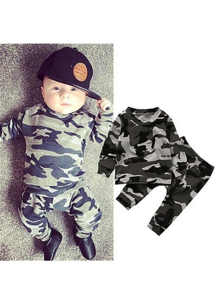 Yürüyor Yenidoğan Erkek Bebek Giysileri Set T-Shirt Uzun Pantolon Kamuflaj Kostümleri Küçük Oem Çocuk Giyim Kış Bebek Giyim (Yurt Dışından) fiyatları