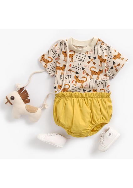 Yenidoğan Yaz Kısa Kollu Bebek Kız Giyim Setleri 2 Adet Pamuk Bebek Giysileri Sevimli Karikatür (Yurt Dışından) modelleri