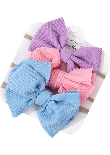 3 Adet/takım Büyük Yaylar Çiçek Kafa Bandı Yumuşak Elastik Naylon Yenidoğan Bebek Kız Bantlar Sevimli Ilmek Kumaş Çocuk Kız Saç Aksesuarları (Yurt Dışından)