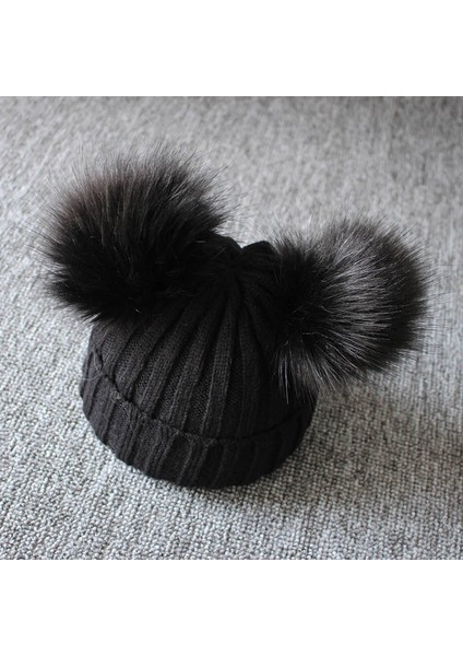 Ponpon Bebek Şapka Sıcak Kış Örme Çocuk Bere Kap Katı Açık Çocuk Kaput (Yurt Dışından) fiyatları