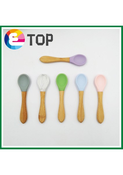 [etop] Ahşap Saplı Silikon Bebek Kaşığı Bpa Içermeyen Güvenlik Besleme Sofra Düz Renk Bebek Yemi Eğitim Aksesuarları (Yurt Dışından) fiyatları