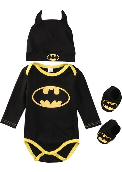 Sevimli Batman Yenidoğan Bebek Erkek Bebek Tulum + Ayakkabı + Şapka 3 Adet Kıyafet Giyim Seti (Yurt Dışından) fiyatları