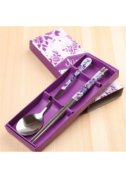 Günlük Yaşam Için Kaymaz Tasarımlı Uzun Saplı Metal Yemek Çubukları ve Kaşık Seti (Yurt Dışından)