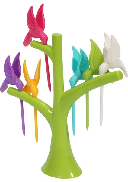 6 Adet +1 Standı Kuşlar Ağaç Şekli Meyve Çatal Abs Sebze Çatal Meyve Aperatif Tatlı Çatal Tutucu Parti Için (Yurt Dışından) indirimleri