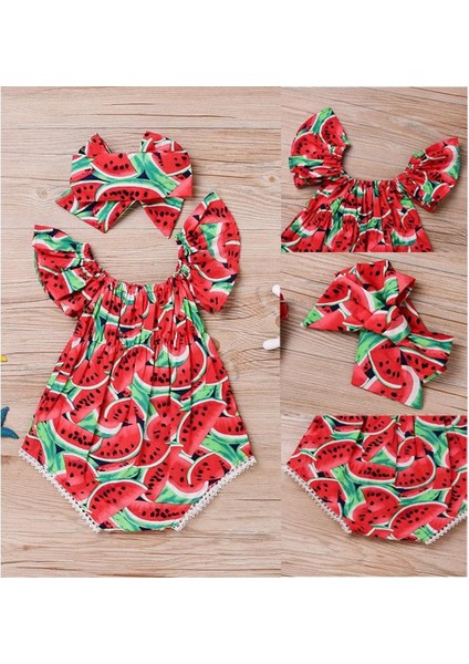 Sevimli Yenidoğan Bebek Kız Romper Karpuz Giysileri Tulum Bodysuit Kıyafetler (Yurt Dışından)