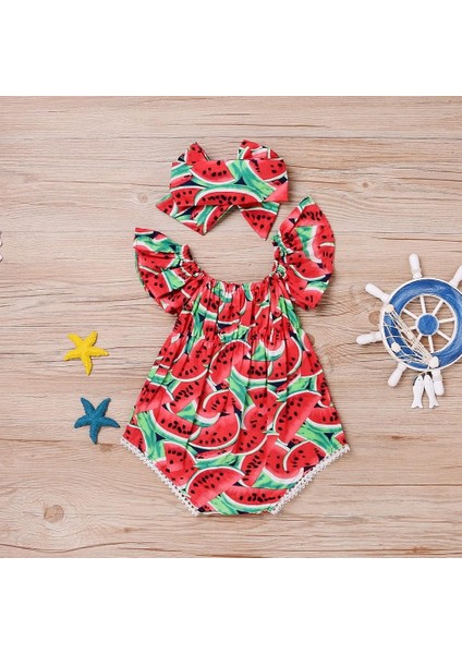 Sevimli Yenidoğan Bebek Kız Romper Karpuz Giysileri Tulum Bodysuit Kıyafetler (Yurt Dışından)