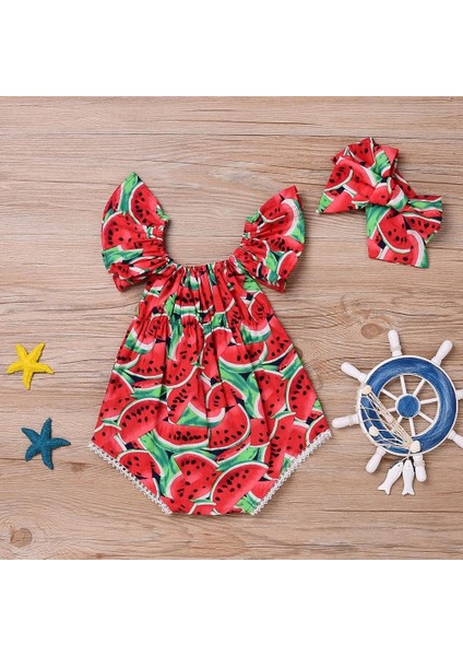 Sevimli Yenidoğan Bebek Kız Romper Karpuz Giysileri Tulum Bodysuit Kıyafetler (Yurt Dışından)
