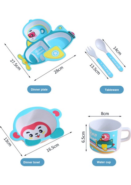 Bambu Elyaf Çocuk Yemek Takımı Seti Beş Parçalı Set Anaokulu Bebek Karikatür Kase Bölünmüş Plaka Yaratıcı Cultery Kullanımı Kolay (Yurt Dışından) indirimleri