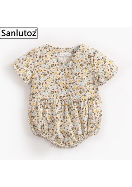 Çiçek Yaz Bebek Kız Romper Pamuk Kısa Kollu Yürümeye Başlayan Kız Giysileri Prenses Bebek Giysileri Moda (Yurt Dışından)
