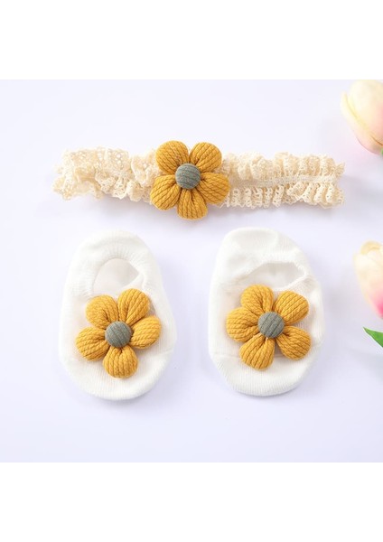 2 Adet/takım Bebek Kız Kafa Bandı Çorap Seti Yenidoğan Kaymaz Çocuklar Için Kapalı Çorap Çiçekler Fırfır Bebek Şapkalar Bebek Aksesuarları (Yurt Dışından)