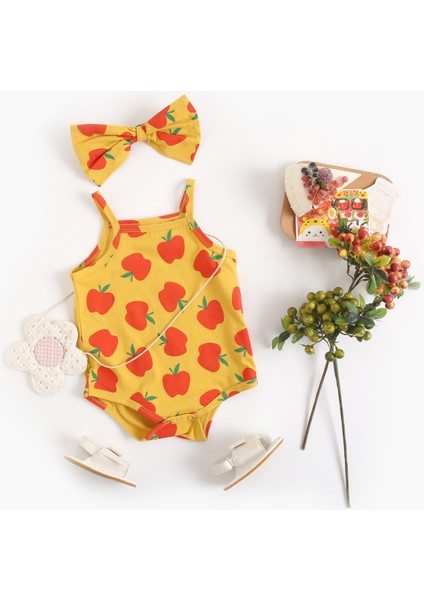 Yaz Kolsuz Bebek Kız Bodysuits Sevimli Bebekler Giysileri Kafa Bandı ile Pamuk Yenidoğan Bebek Giyim (Yurt Dışından)