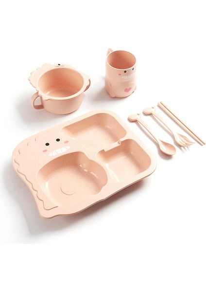 1 6 Adet Bebek Bölünmüş Plaka Çocuk Dinozor Plaka Kase Fincan Kaşık Çatal Çubuklarını, Çocuk Yemek Tabağı (Yurt Dışından)