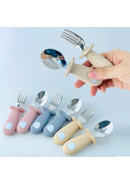 [eğlenceli Canlı] Bebek Karikatür Sofra Seti Çocuk Gereçler Paslanmaz Çelik Yürümeye Başlayan Çocuk Yemek Takımı Çatal Bıçak Takımı Karikatür Bebek Maması Besleme Kaşığı Çatal (Yurt Dışından)