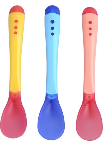 Moda Bebek Silikon Kaşık Bebek Güvenliği Sıcaklık Algılama Çocuk Çocuk Sofra Takımı Besleme Kaşıkları (Yurt Dışından) fırsatları
