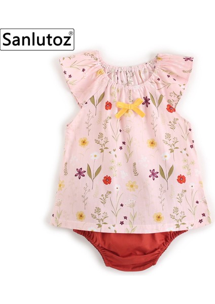 Yaz Bebek Kız Giyim Seti Çiçek Prenses Bebek Bebek Giysileri Pamuk Bebek Üstleri + Bebek Alt 2 Adet (Yurt Dışından)